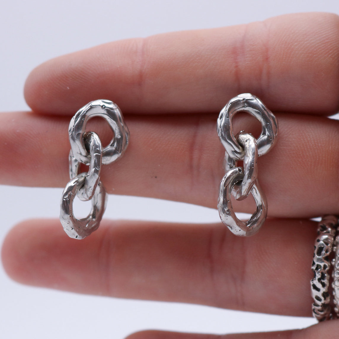 Handmade Organic Chain Link Earrings