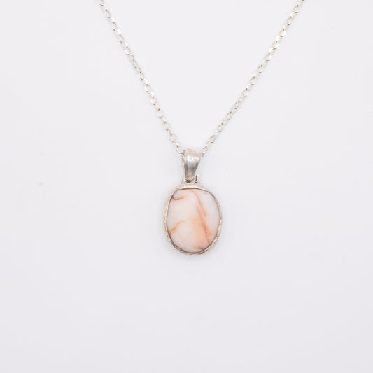 Orange Marbled Pebble Necklace