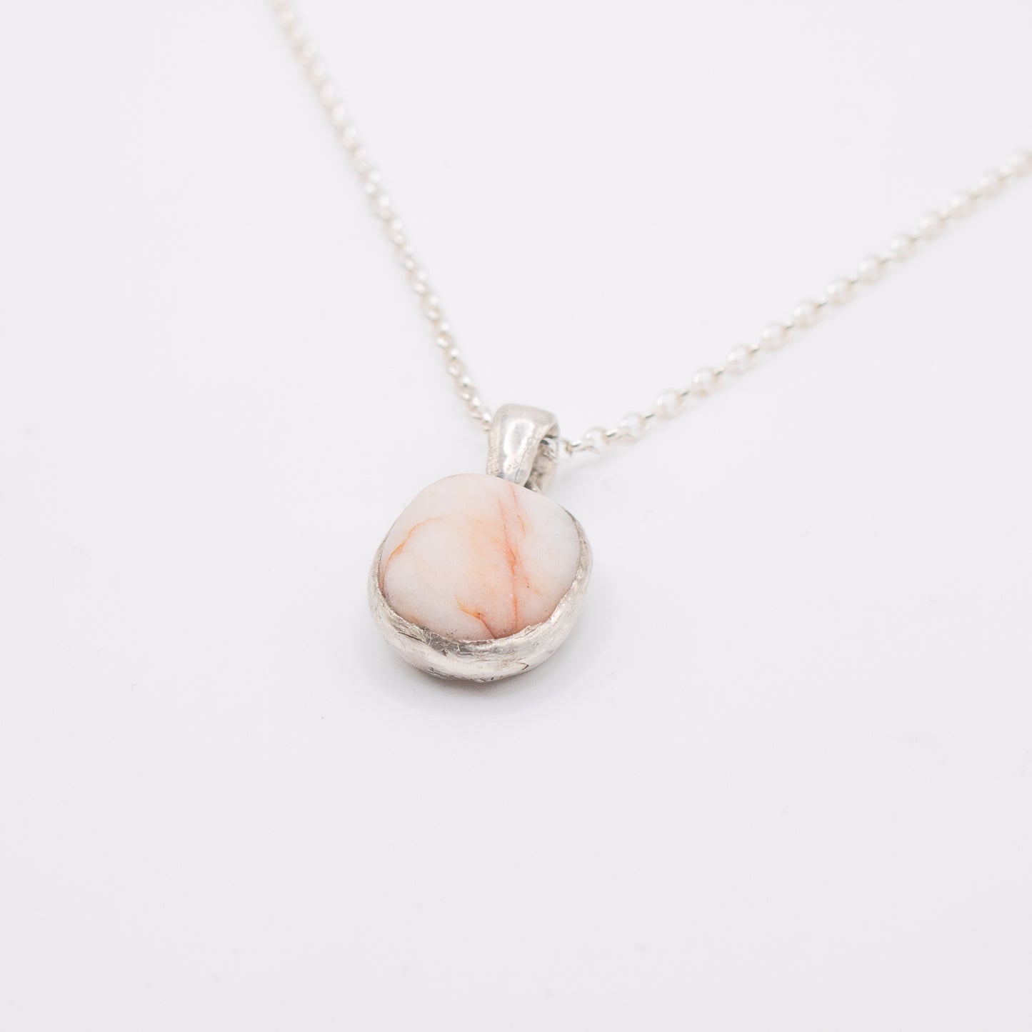Orange Marbled Pebble Necklace