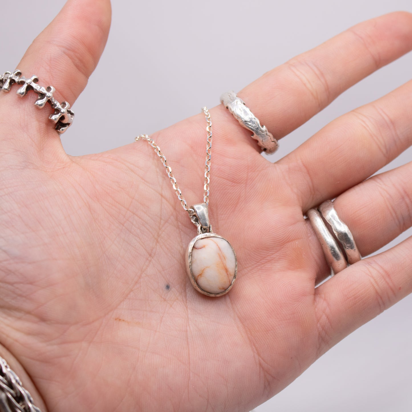 Orange Marbled Pebble Necklace