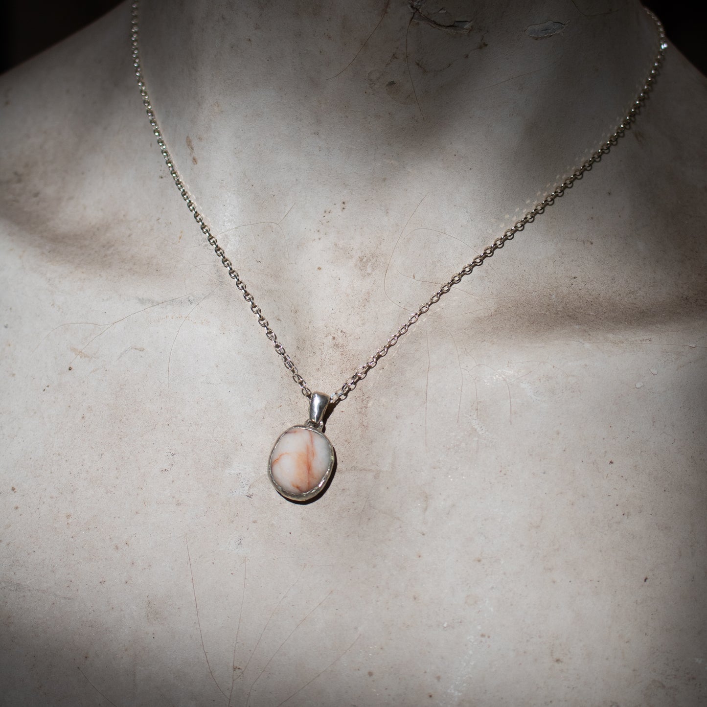 Orange Marbled Pebble Necklace