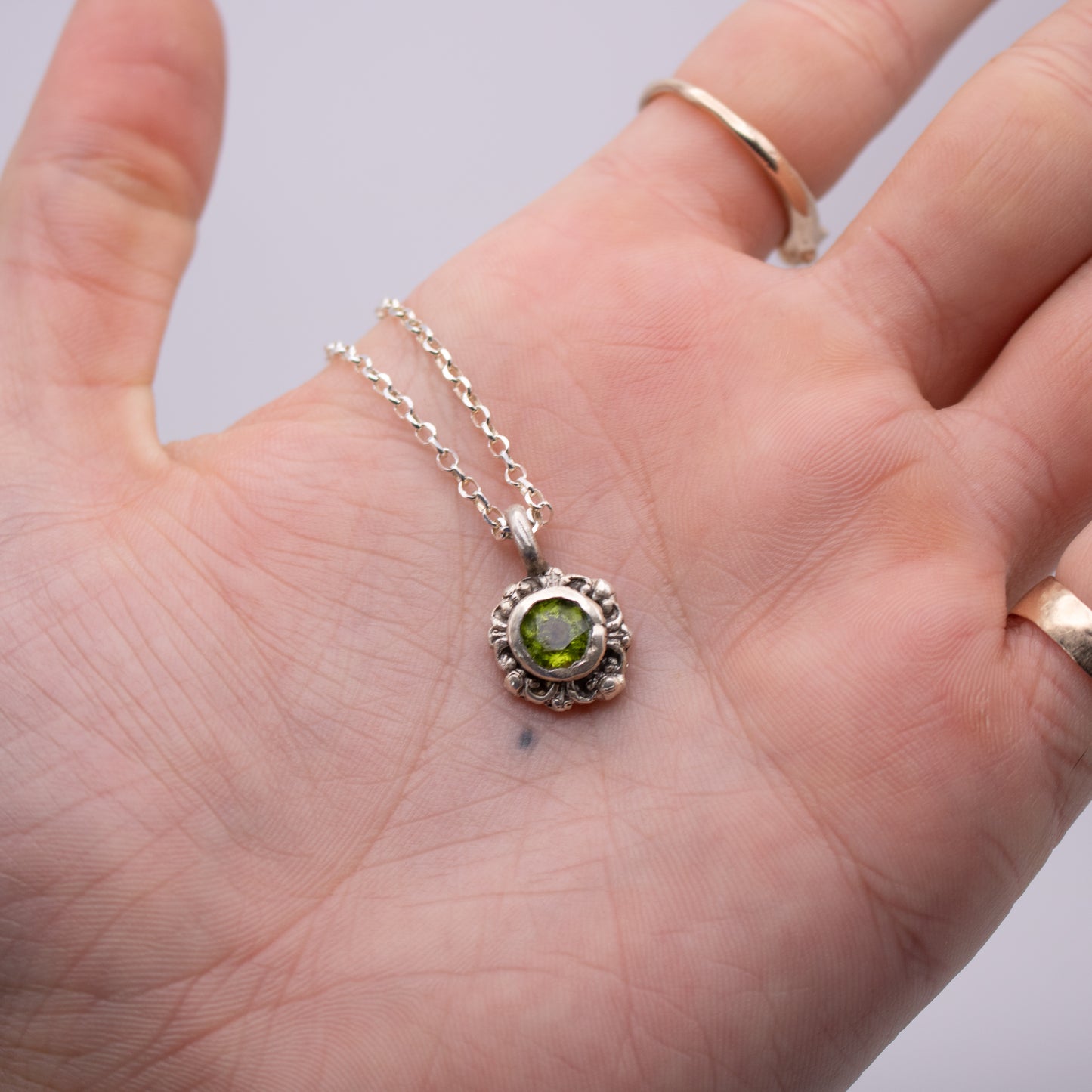 Ornate Floral Peridot Necklace