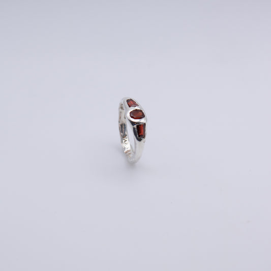 Three Stone Garnet Ring