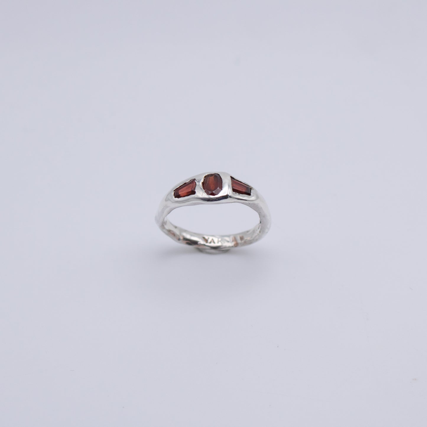 Three Stone Garnet Ring