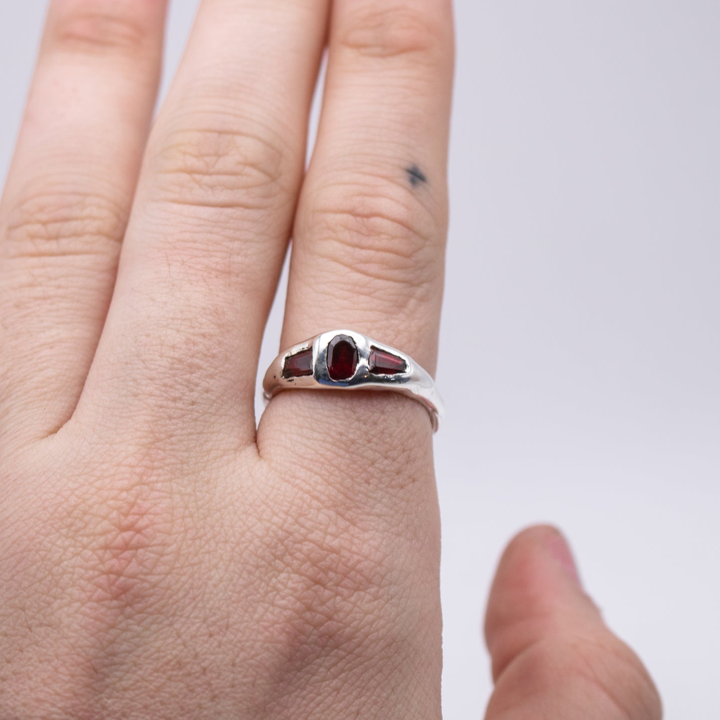 Three Stone Garnet Ring