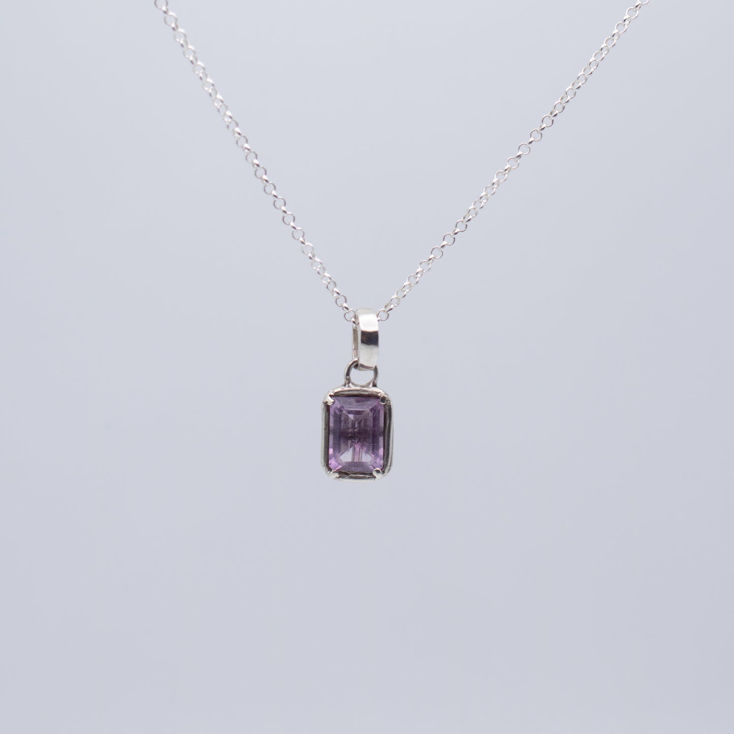 Emerald Cut Amethyst Necklace