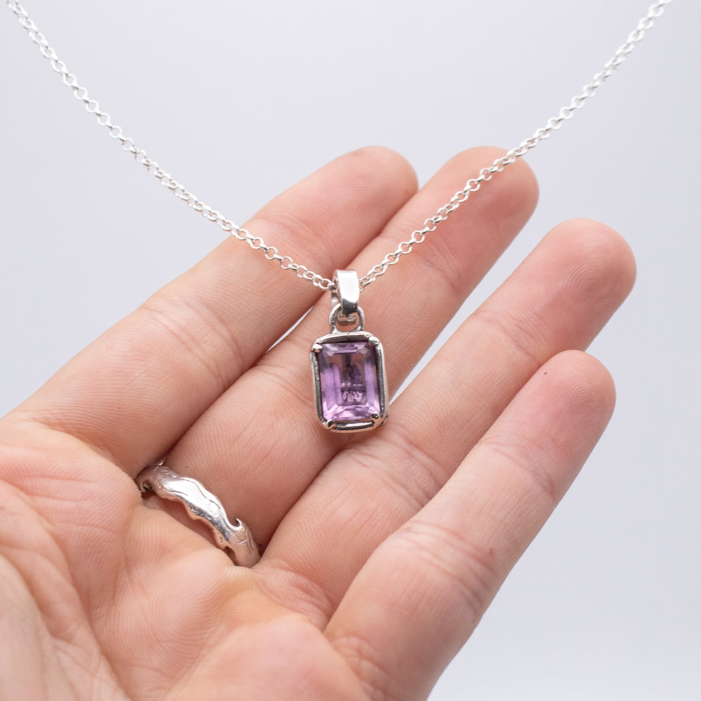 Emerald Cut Amethyst Necklace