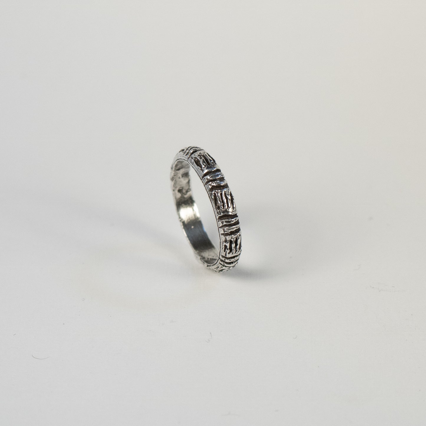 Handmade 925 Sterling Silver Striped Band Ring