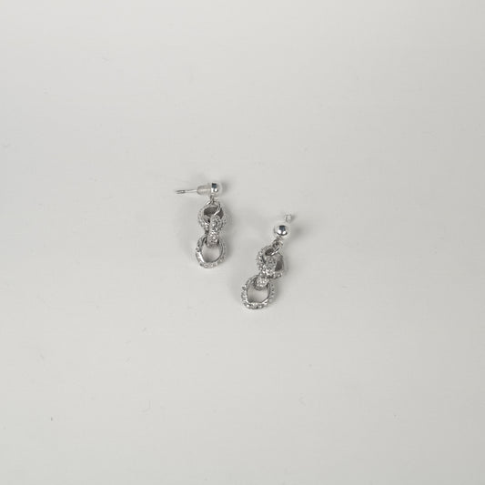 Handmade 925 Sterling Silver Dotted Chain Link Earrings