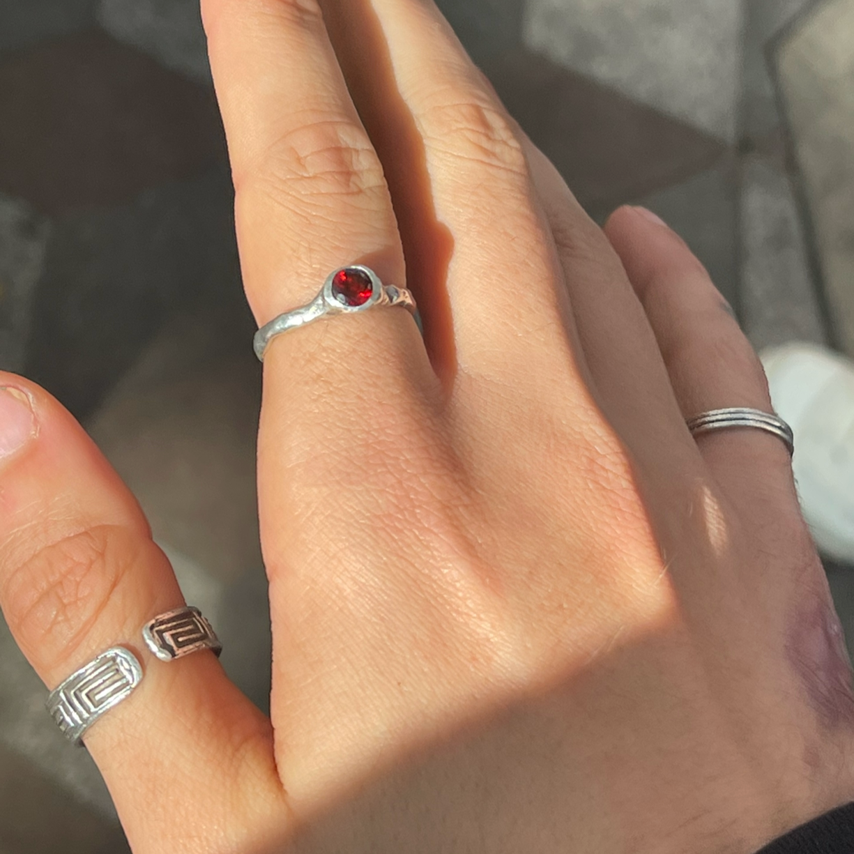 Sterling Silver Stone Magma Ring